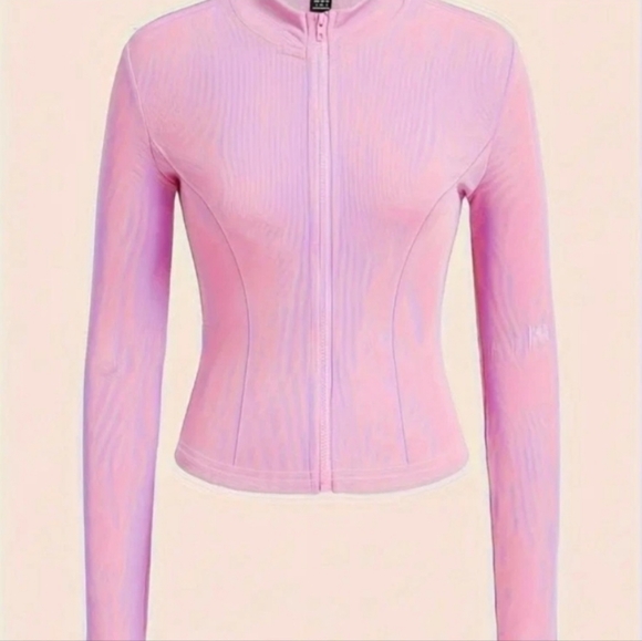 NWT Unbranded Sz. S Pink Zippered Long Sleeve Sweater Coat - Picture 2 of 8